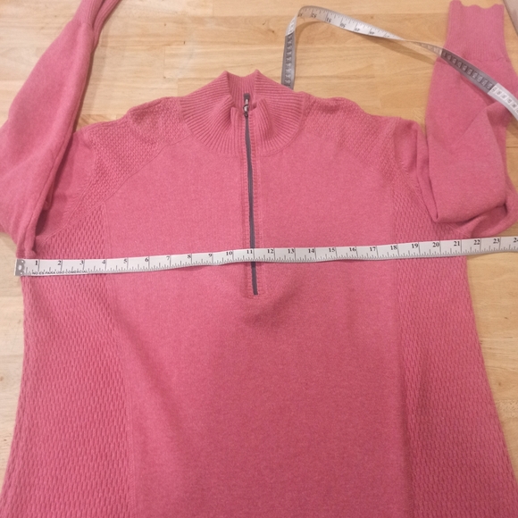 .Eddie Bauer Sweater Mens L Soft Red Quarter Zip Cable Knit Pullover Preppy - Picture 14 of 16